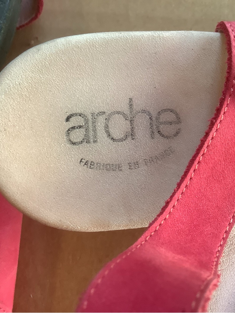 Arche Pink Nubuck Wedge Sandals Comfort Walking Slingback EU 43 Fits US 10 - Picture 9 of 9